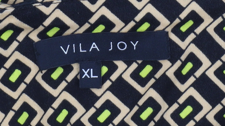 Vila Joy Women Multicoloured XL A-Line Knee Length Geometric Skirt