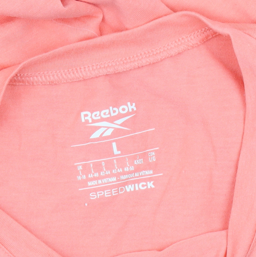 Reebok Womens Pink Short Sleeve Basic T-Shirt L Moisture Wicking
