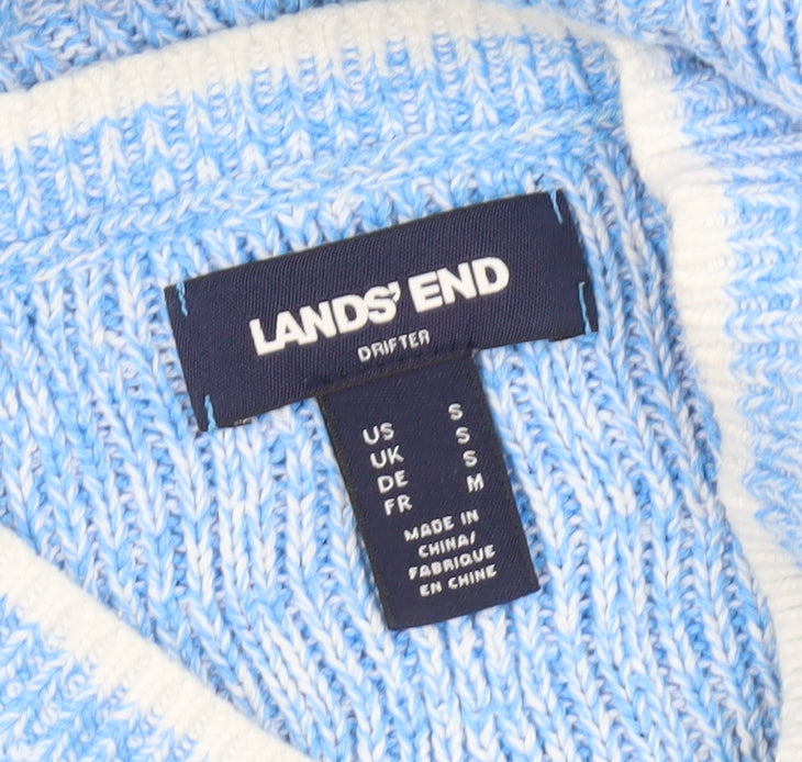 Lands' End Women's Blue Cable-Knit Cotton Jumper Size S