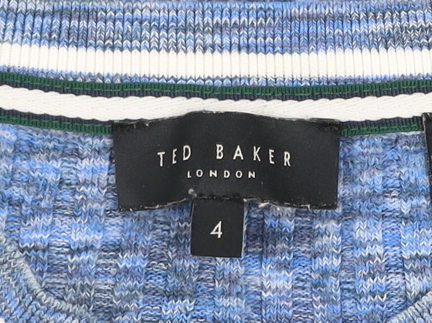 Ted Baker Men's Blue Knit Short Sleeve Crew Neck Top Size L