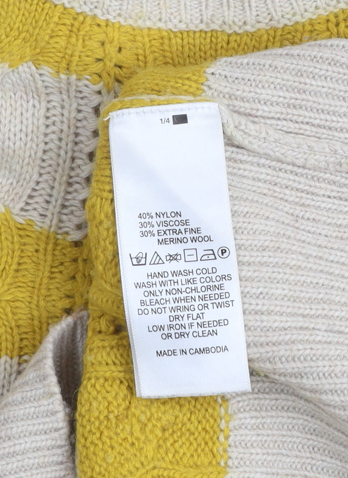 Aphorism Women’s Yellow Stripe Cable Knit Jumper Size 10