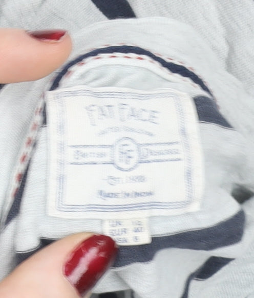 FatFace Women’s Blue White Striped 3/4 Sleeve Nautical Cotton Top Size 12
