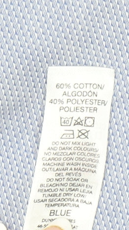 Dunnes Men's Blue Cotton Blend Regular Fit Long Sleeve Shirt Size 16”
