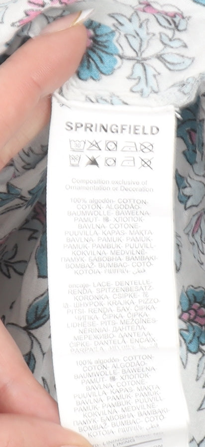 Springfield Women’s Multicoloured Floral Cotton Ruffle Blouse Size 10