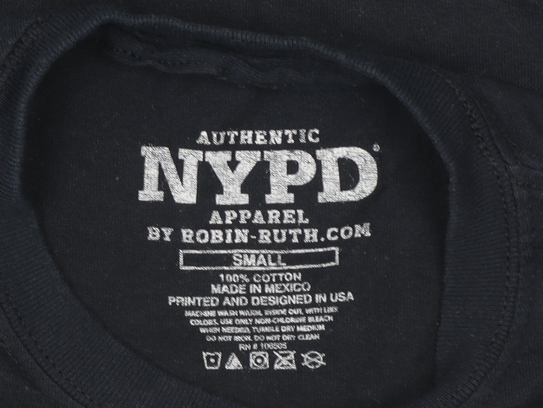 Robin Ruth Men's Black NYPD Graphic Cotton Crew Neck T-Shirt Size S
