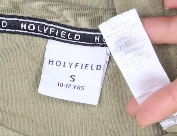 Holyfield Boys Beige Short Sleeve Crew Neck Zip Pocket T-Shirt Size S 10-12yrs