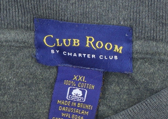 Club Room Men’s Green 2XL Long Sleeve Cotton Polo Shirt