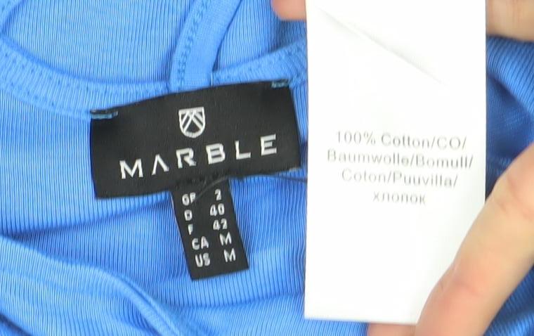 Marble Women’s Blue 3/4 Sleeve Cotton Scoop Neck T-Shirt Size 12