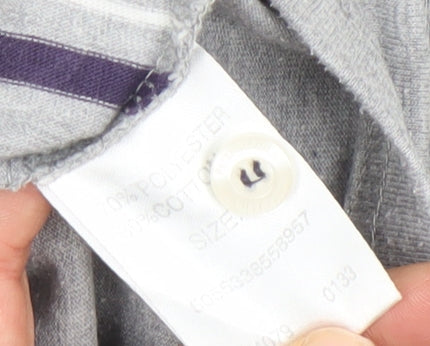 Peter Werth Men's Grey Striped Polo Shirt Size L