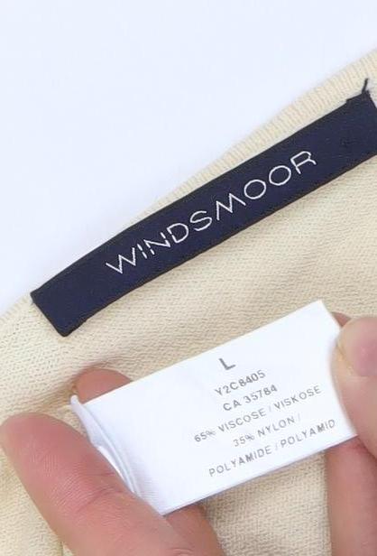Windsmoor Women Beige Short Sleeve Button Detail Knit Top Size L