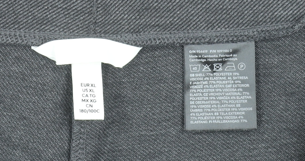 Women's Grey Cropped Trousers XL Elastic Waist Stretch Knit
