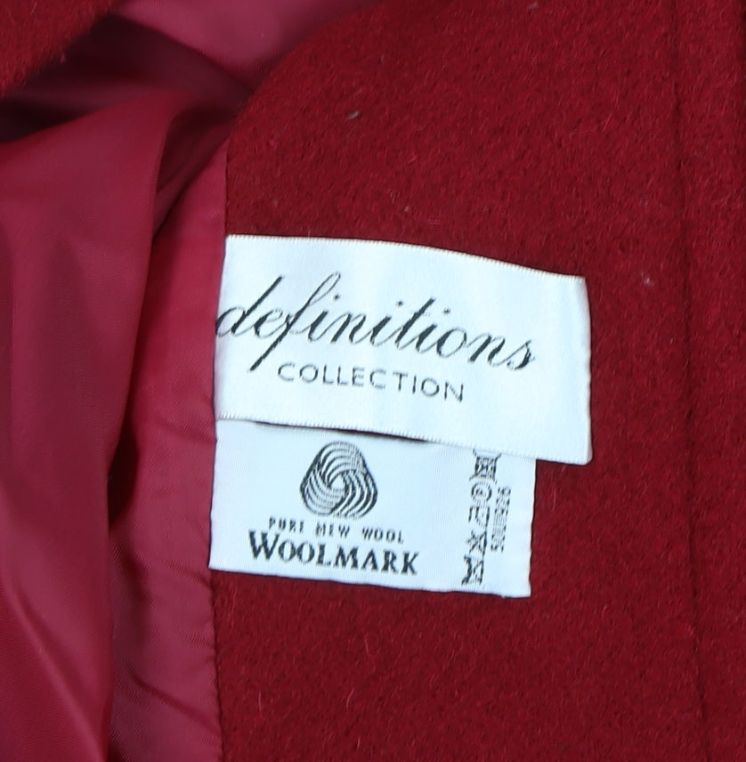 Definitions Women Red Wool Pea Coat Medium Classic Style