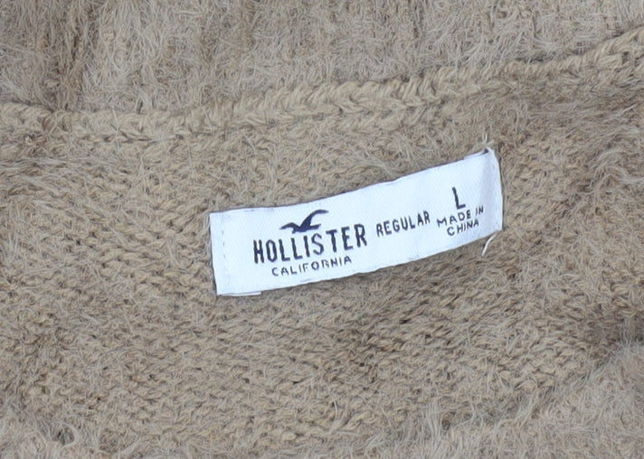 Hollister Women's Beige L Crew Neck Long Sleeve Pullover Jumper