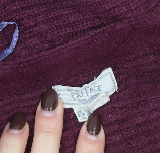 FatFace Women's Purple V-Neck Long Sleeve Jumper Size 10