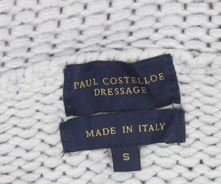 Paul Costelloe Dressage Women Grey Wool Blend Chunky Knit Cardigan S