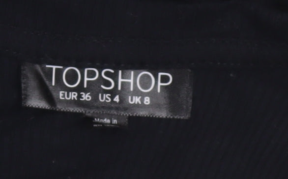 Topshop Women Black Size 8 Sleeveless Bodycon Long Dress