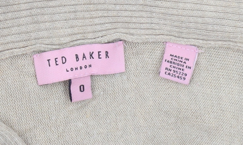 Ted Baker Women’s Beige Long Sleeve Knit Open Cardigan XS