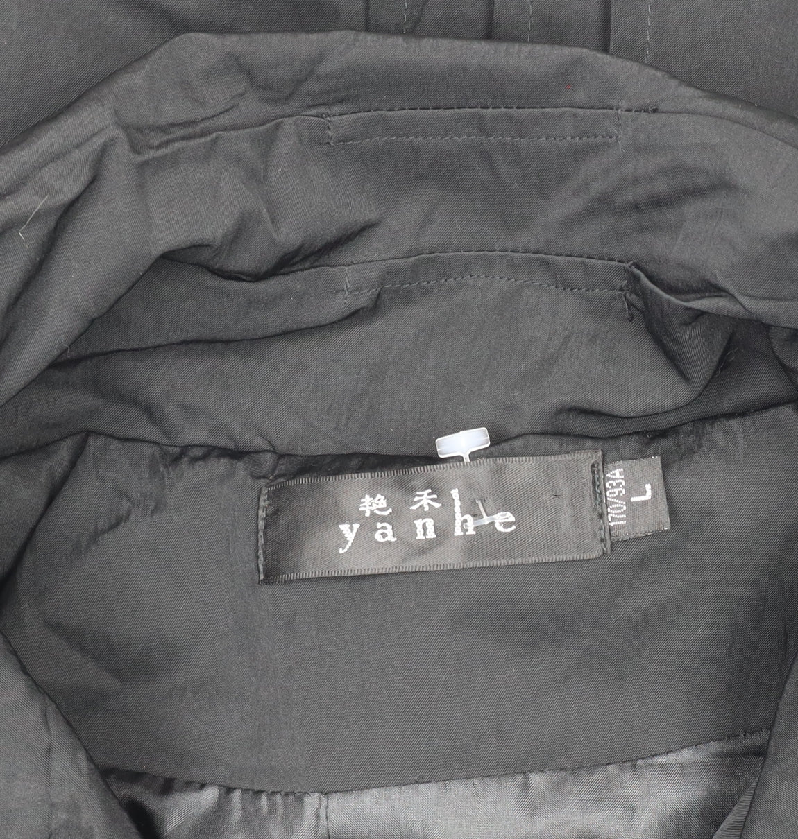 Yanhe Women's Black Mid-Length Overcoat Size 14 Lined Button Front