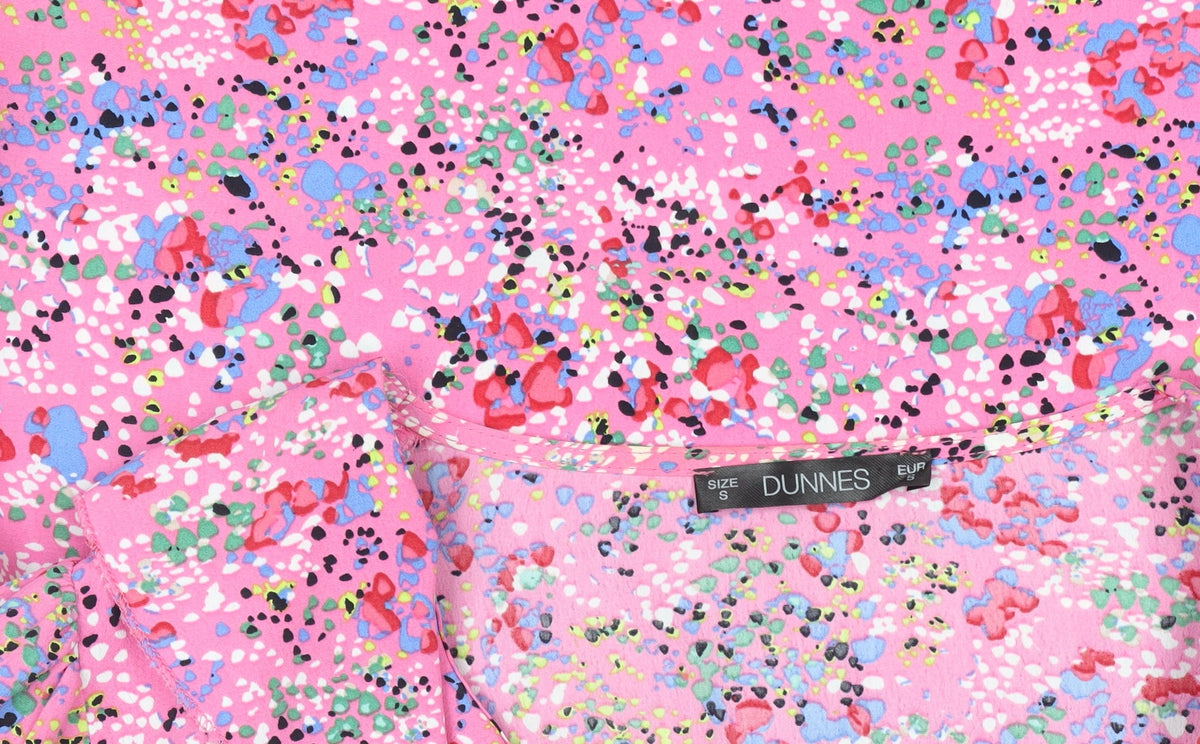Dunnes Women's Pink Floral Long Sleeve Wrap Blouse Size S