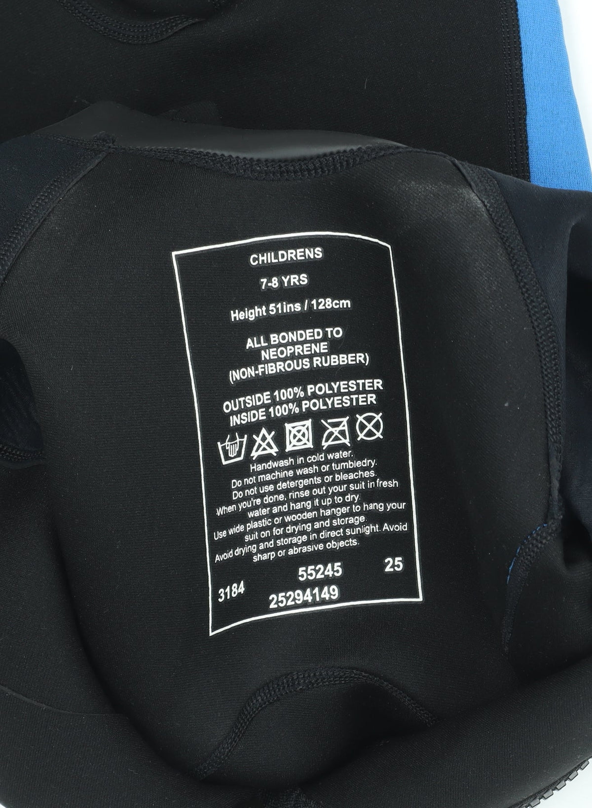 Waiiha Boys Black Blue Short Sleeve Neoprene Wetsuit 7-8 Years