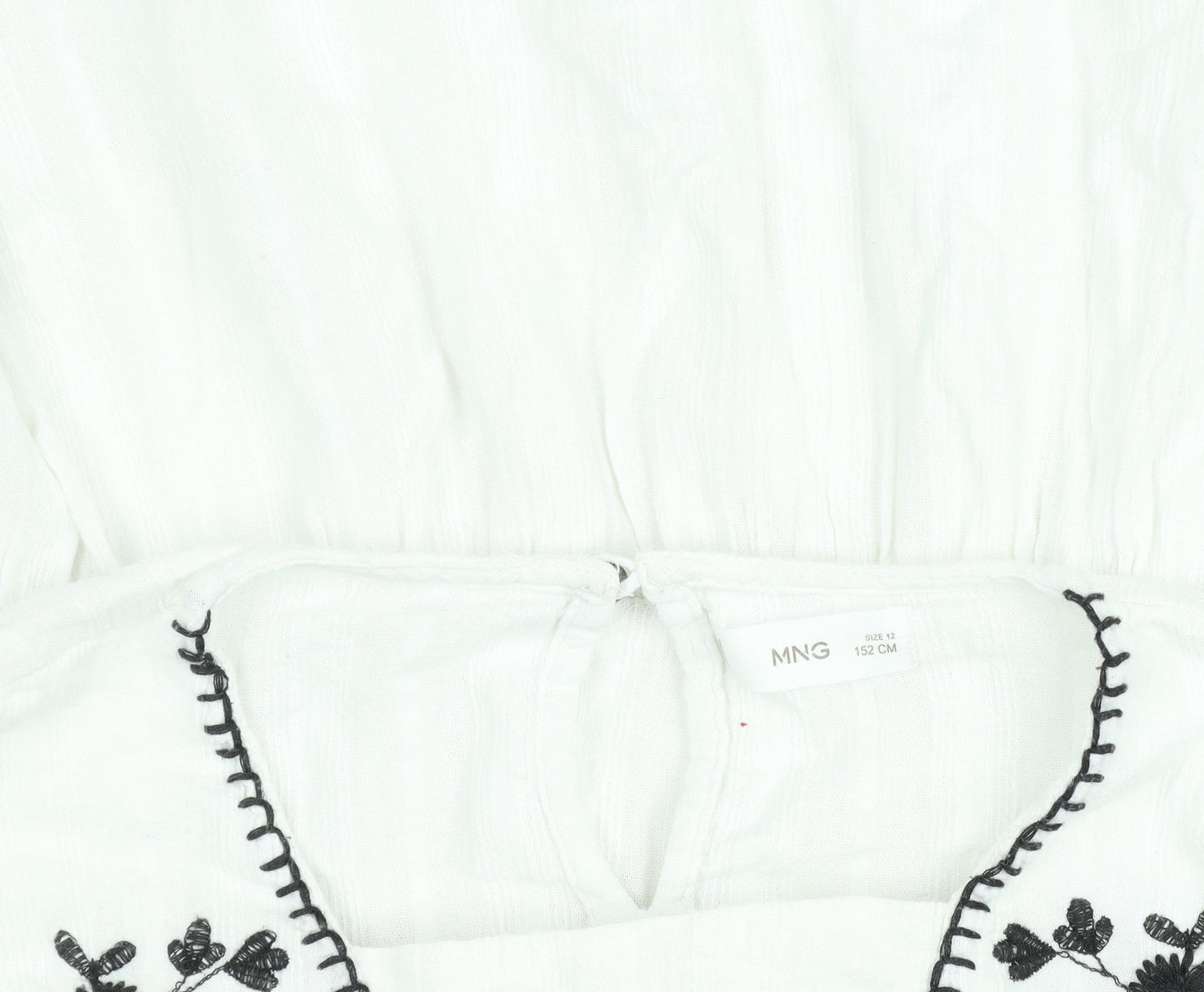 Mango Girls White Embroidered Bohemian Cotton Long Sleeve Blouse 12 Years