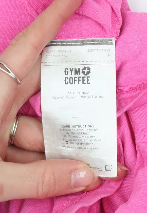 Gym+Coffee Women's Pink Cropped Relaxed Fit T-Shirt L