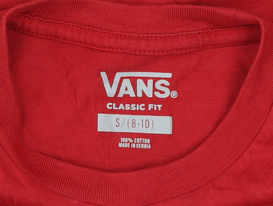 Vans Women's Red Classic Fit Short Sleeve Cotton T-Shirt Size S (8-10)