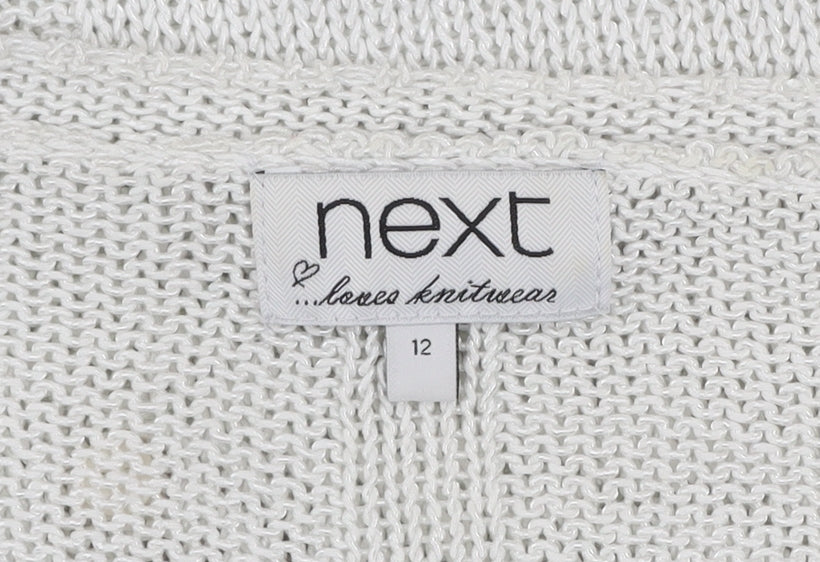 Next Women’s White Cotton Knit Heart Pullover Jumper Size 12