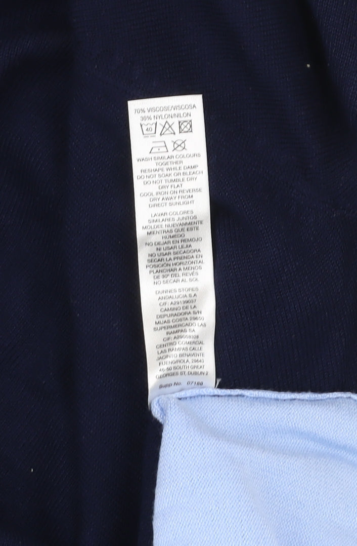 Dunnes Women Navy Blue Crew Neck Long Sleeve Pullover Jumper Size S