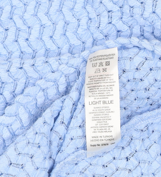 Savida Women Blue Lace Roll Neck Long Sleeve Top Size 10
