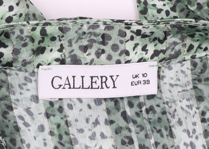 Gallery Women’s Green Animal Print Chiffon Tunic Blouse UK 10
