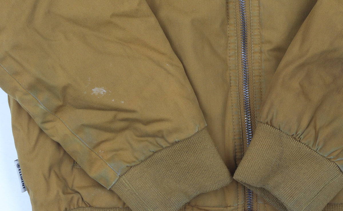 Element Boys Brown Hooded Bomber Jacket Size 14 Years Polyester Cotton
