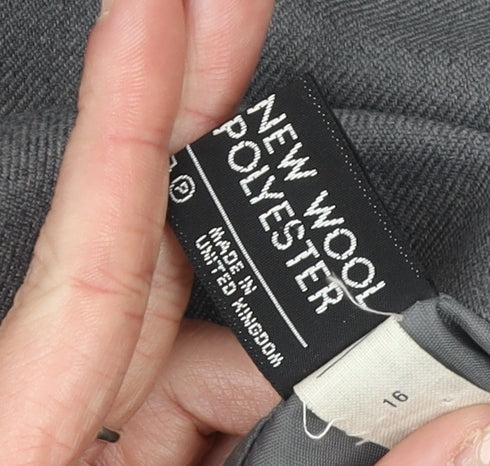 Greenwoods Women Grey Wool Blend Suit Jacket Size 16 Classic Fit