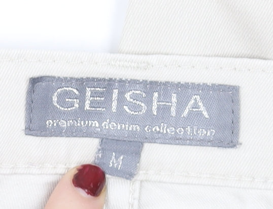 Geisha Women's Beige Straight Jeans M Regular Mid Rise