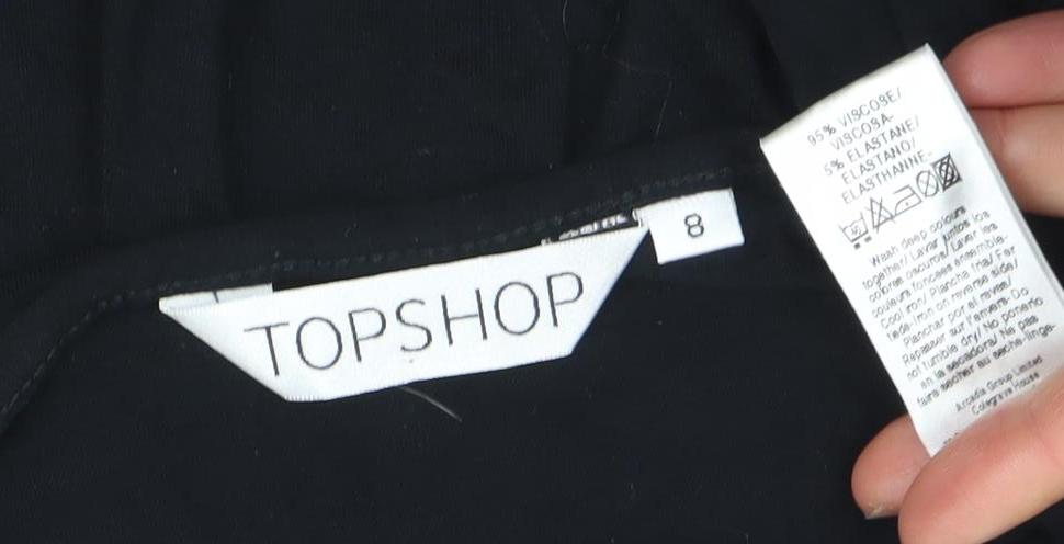 Topshop Women’s Black V-Neck Wrap Midi Dress Size 8