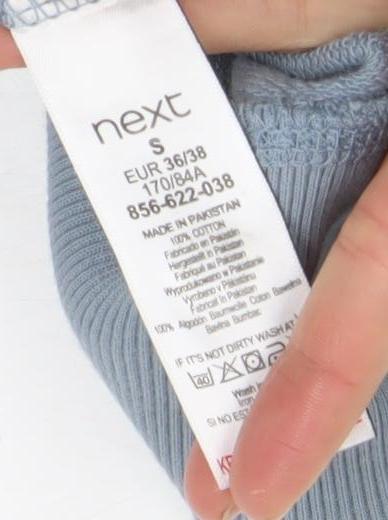 Next Women Blue Pullover Hoodie S Cotton Blend Casual Wear