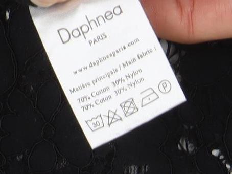 Daphnea Women’s Black Lace Polo Shirt Short Sleeve Size S