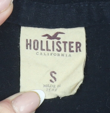 Hollister Men Black Small Pullover Hoodie Paddle Relay Cotton