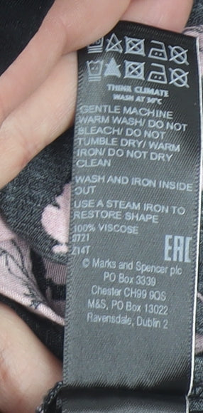 Marks & Spencer Women’s Black Pink Floral Long Dress Size 8
