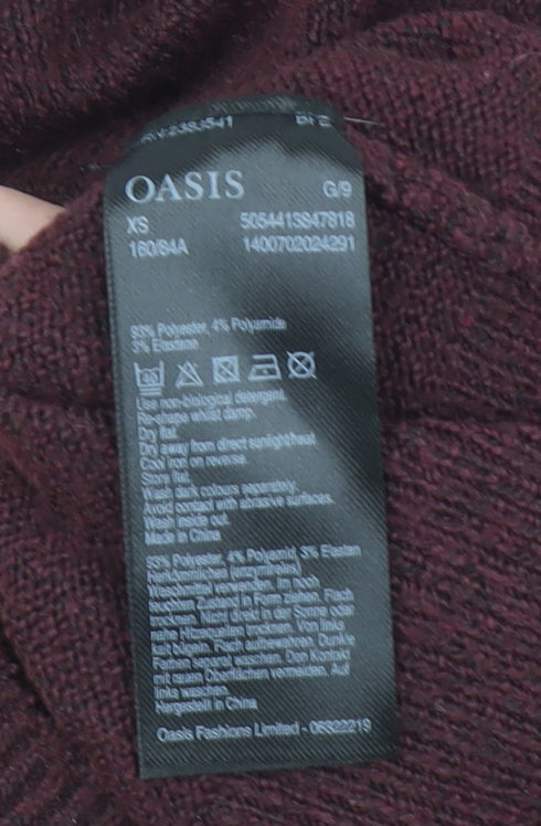 Oasis Womens Brown Mock Neck Long Sleeve Pullover Jumper XS