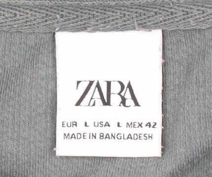 Zara Men’s Grey Cotton Short Sleeve Polo Shirt Size L Regular Fit