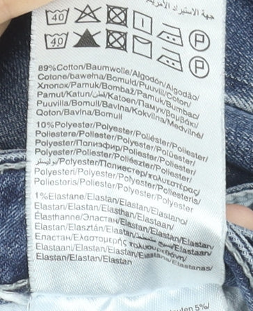 Only Women's Blue Skinny Stretch Jeans Size 12 Mid Rise Distressed