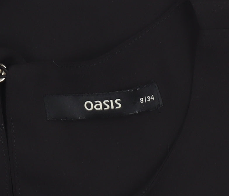Oasis Women's Black Short Sleeve Square Neck Polyester Blouse UK 8