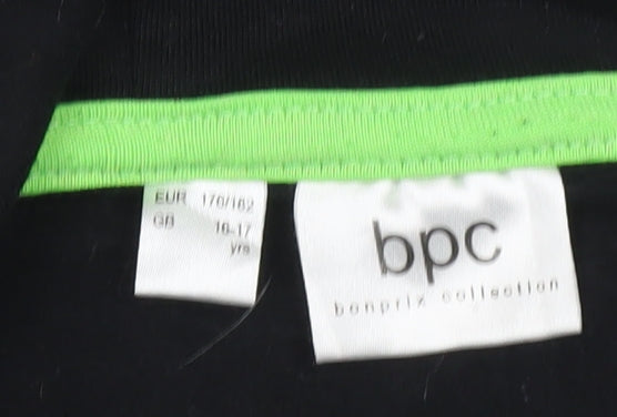 bpc bonprix Boys Black Hoodie 16-17 Years Pullover Cotton Blend Graphic Print