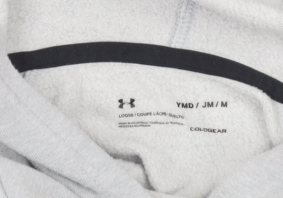 Under Armour Boys Grey Pullover Hoodie Size M ColdGear Fleece
