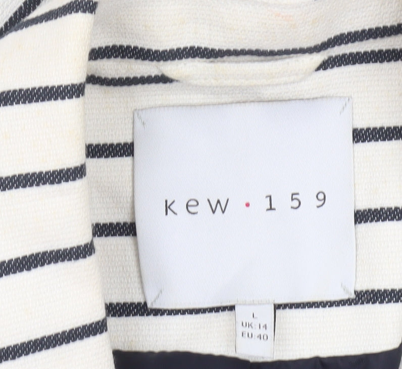 Kew 159 Womens Ivory Black Striped Blazer UK 14 L Single Breasted Jacket