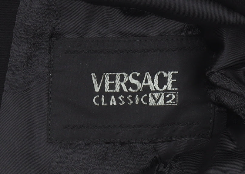 Versace Classic V2 Men's Black 40R Wool Viscose Blazer Jacket