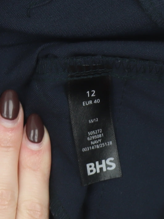 BHS Womens Navy Blue Size 12 Straight Leg Dress Pants