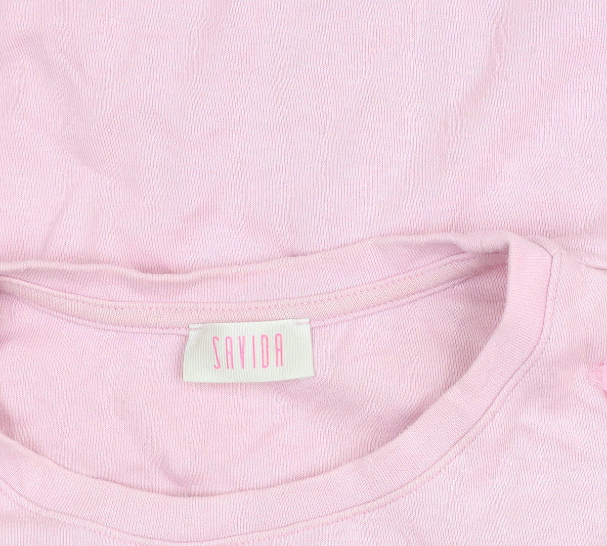 Savida Womens Light Pink Floral Ruffle Cotton T-Shirt M