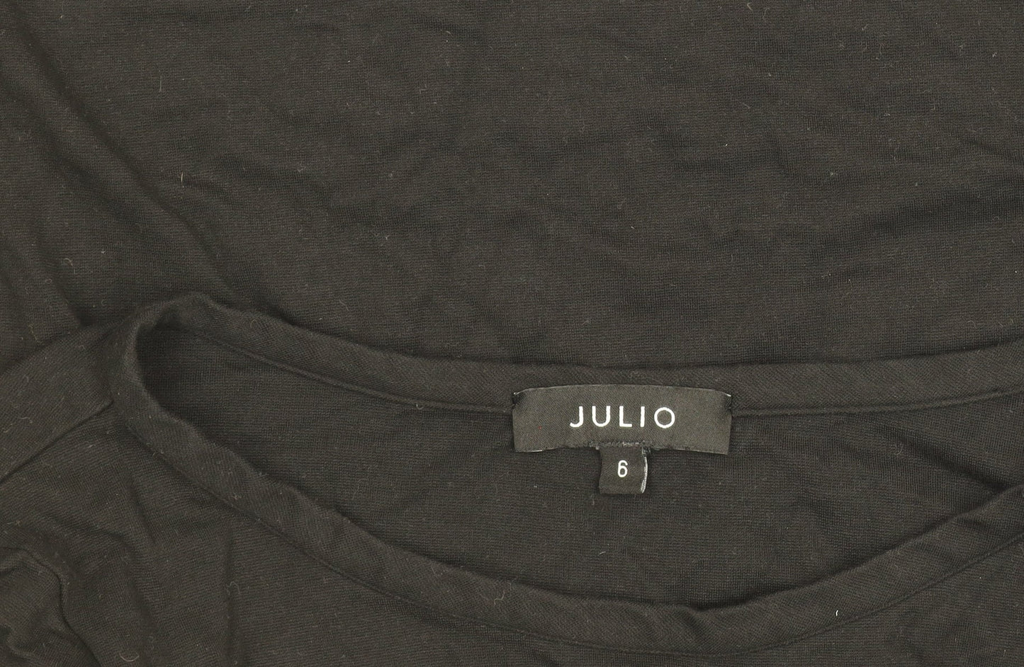 Julio Women Black Size 6 Boat Neck Long Sleeve Cotton Top